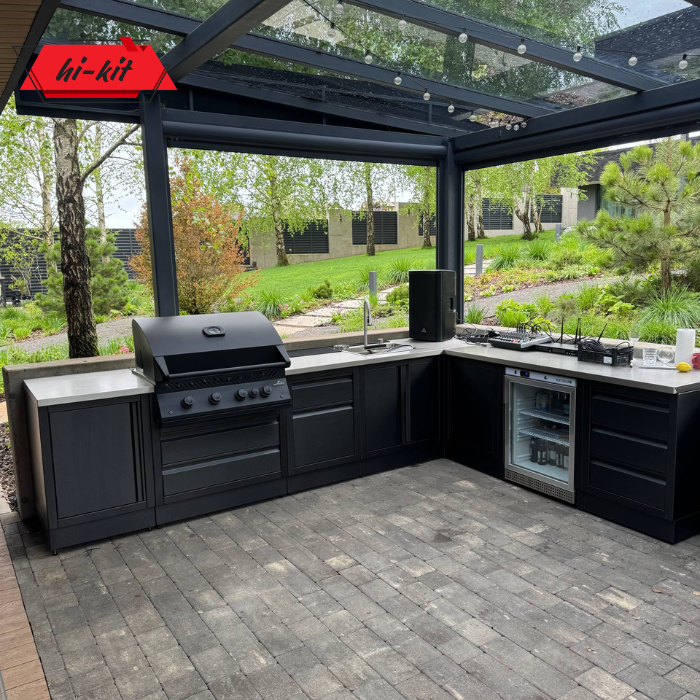 Угловая гриль кухня Napoleon Big 32 Black Edition: готовая уличная кухня Hi-Kit