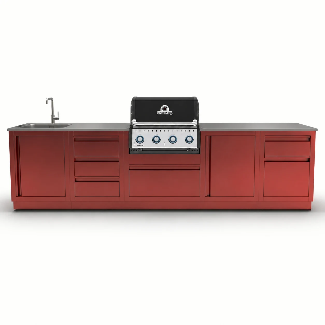 Гриль кухня Broil King Baron 420 3.3м Blum — Красный